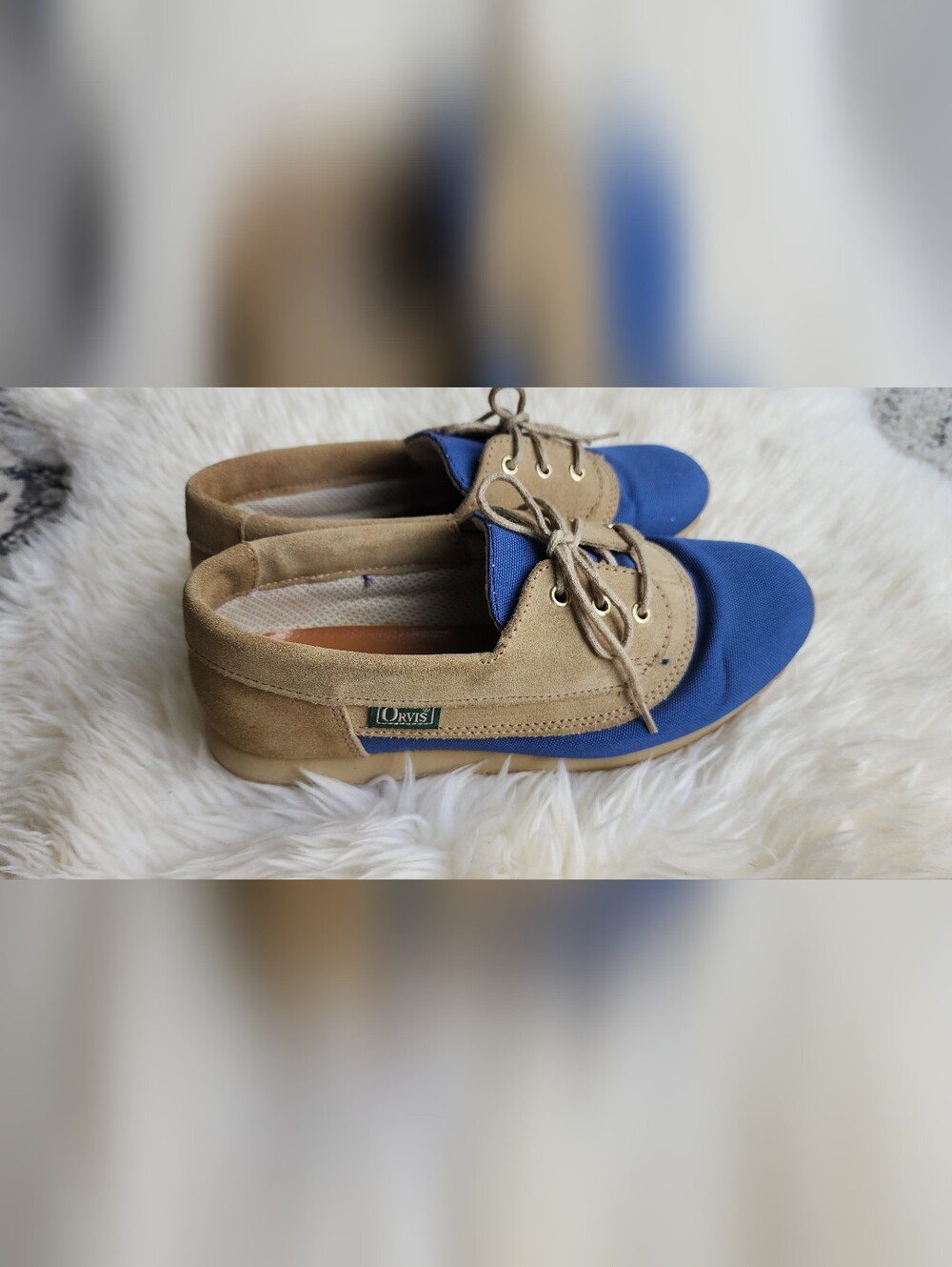 Orvis Two-Tone Blue & Tan Canvas and Suede Boat Shoes